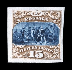 112P3-22P3, 1c-90c Pictorials, plate proofs on India cplt., the 15c being Type III, all with large to very large margins all around, gorgeous bright colors throughout, 10c with
shallow thin spot, otherwise an extremely fine set.