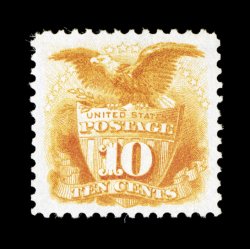 127, 10c Yellow re-issue, exceptionally choice unused example, beautifully centered within lavishly large margins, bright fresh color, extremely fine only 1,947 sold 1978 PF
certificate.