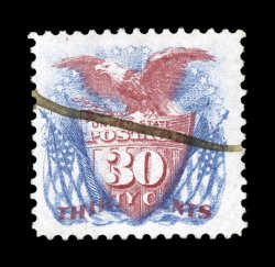 131, 30c Blue and carmine re-issue, used, well centered within large margins, bright colors, single-stroke pen cancel, two trivial corner creases, very fine appearance 2007 PF
certificate.