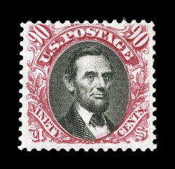 132, 90c Carmine and black re-issue, striking vibrant colors and vivid impressions, attractively centered, part o.g., very fine 1984 PF certificate.