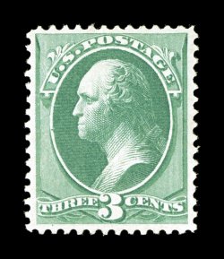 136, 3c Green with grill, very well centered and margined, bright color, easily identifiable grill, full o.g., lightly hinged, extremely fine 1991 PF
certificate.