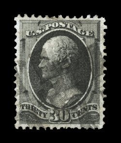 143, 30c Black with grill, deep rich color, well centered though reperforated at left, very fine appearance 2007 PF certificate.