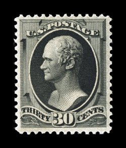 190, 30c Full black, well centered within uncommonly large margins, deep intense color and a well incised impression, o.g., never hinged, extremely fine a rare stamp to find in
premium never hinged condition 2007 PSE certificate (VF-XF 85
