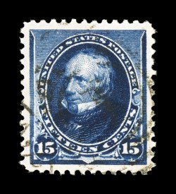 227, 15c Indigo, gem used example, outstanding centering amid lavishly large margins, especially deep color and intense impression on fresh white paper, lightly cancelled,
extremely fine 2007 PSE certificate (XF-Superb 95 Jumbo SMQ $370.00 for