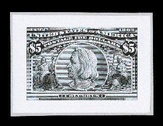 230P2-45P2, 1c-$5.00 Columbians, small die proofs each is still affixed to a portion of the Roosevelt album page, uniformly large margins all around, brilliant intense colors,
30c with a faint trace of toning in the top margin (mentioned only fo