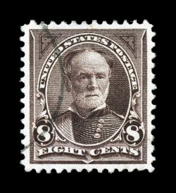272, 8c Violet brown, a marvelously choice used example of this relatively common stamp, in anything but common quality, flawlessly centered within large margins, rich bright
color, exceptionally light and unobtrusive cancel, extremely fine gem