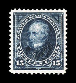 274, 15c Dark blue, deep intense color and impression on brilliantly white paper, well centered within exceptionally large margins, o.g., lightly hinged, extremely fine 1987 PF
certificate.