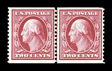 353, 2c Carmine coil, perf. 12 vert., guide line pair, bright color, nicely centered, o.g., l.h., very fine 1983 PF certificate.