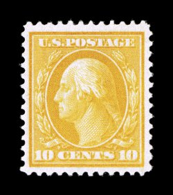 364, 10c Yellow on bluish paper, a lovely mint example, excellent centering within large margins, remarkably bright and fresh, o.g., lightly hinged, extremely fine a rare stamp
in this impressive quality 1987 PF certificate.
