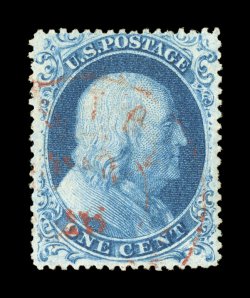 22, 1c Blue, Ty. IIIa, pretty used example, rich fresh color and a strong impression on clean white paper, exceptionally well centered and margined, light red town cancel,
extremely fine and uncommonly choice 1989 PF certificate.