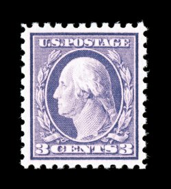 426, 3c Reddish violet, pink back variety, brilliant color in the distinctive Reddish violet shade, exceptionally well centered and margined, o.g., n.h., extremely fine 1988 PF
certificate and a 2007 PSE certificate (XF-Superb 95 SMQ $490.00).