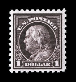 478, $1.00 Violet black, nicely centered and margined, strong rich color and a crisp impression, o.g., l.h., very fine 1981 PF certificate.