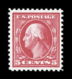 505, 5c Rose error, beautiful rich color and a well incised impression, uncommonly well centered within large margins, o.g., n.h., an extremely fine an example of this popular
error stamp 1999 PF certificate and a 2007 PSE certificate (VF-XF 85