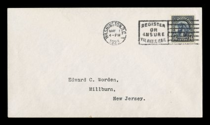 565, 14c Blue, tied by Washington, D.C., May 1, 1923 immaculate Worden first day cover, extraordinarily fresh, with pristine white paper, extremely fine.