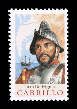 2704a, 29c Cabrillo, Engraved black omitted, nicely centered, o.g., n.h., a few light fingerprints on gum, very fine a rare error, with only 10 examples reported according to
Datz.