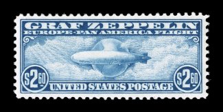 C13-15, 65c-$2.60 Graf Zeppelins cplt., well centered and margined, bright colors, o.g., first two n.h., $2.60 faintly hinged, very fine-extremely fine C14 with 1980 PF
certificate, C15 with 1979 PF certificate.