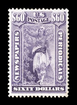 PR79, $60.00 Purple, excellent centering within large margins, bright rich color and a well defined impression, o.g., lightly hinged, extremely fine and quite choice 2007 PSE
certificate.