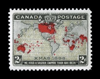 Unitrade 85i, 1898 2c Black, gray and carmine, beautifully centered within uncommonly large margins, strong rich colors, o.g., n.h., extremely fine.