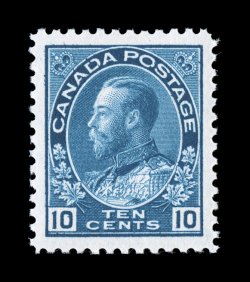 Unitrade 117ii, 1922 10c Light blue, wet printing, a gem mint example of this surprisingly difficult stamp, precisely centered within extravagantly large margins, gorgeous
bright color and a sharp impression on immaculate white paper, o.g., n.h.