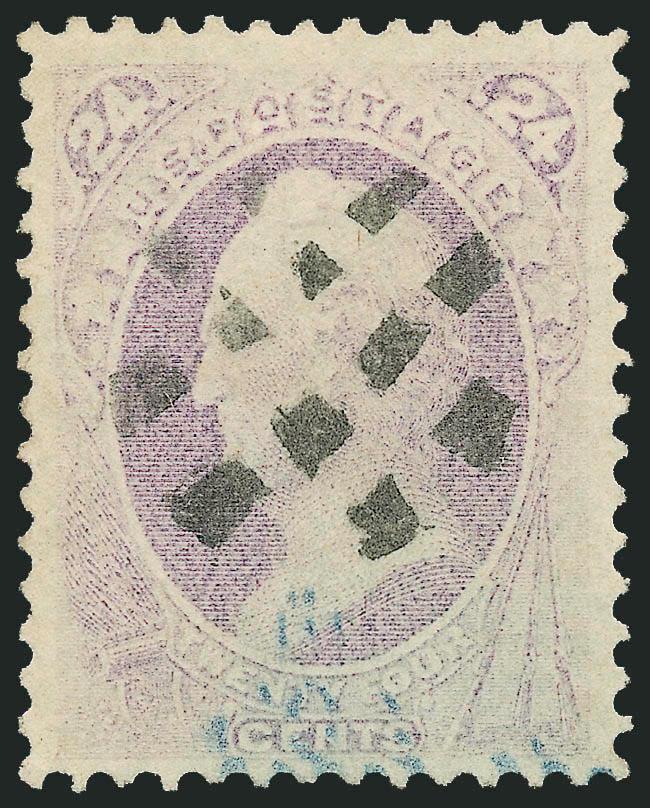 24c Purple, Grill (142).> H. Grill, perfectly centered with wide even margins, unusually fine impression in typical light pastel shade of the 24c Grill, crisp centrally-struck small circle of squares cancel
and part of blue town circular datestamp<>