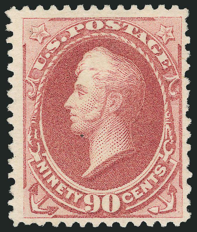 90c Dull Carmine, Special Printing (202).> Without gum as issued, bright color, trivial natural inclusion not mentioned on either accompanying certificate<><>^VERY FINE AND CHOICE. APPROXIMATELY 40 EXAMPLES OF
THE 90-CENT 1880 AMERICAN BANK NOTE CO