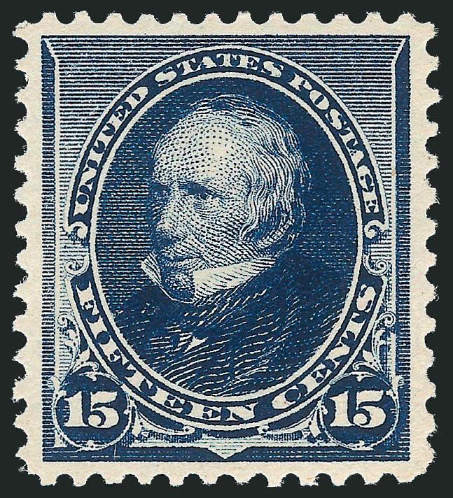 15c Indigo (227).> Mint N.H., vibrant color on fresh paper, choice centering with wide margins<><>^EXTREMELY FINE GEM. A SUPERB MINT NEVER-HINGED EXAMPLE OF THE 15-CENT 1890 ISSUE.^<><>The 15c 1890 stamp is,
in our opinion, one of the most striki
