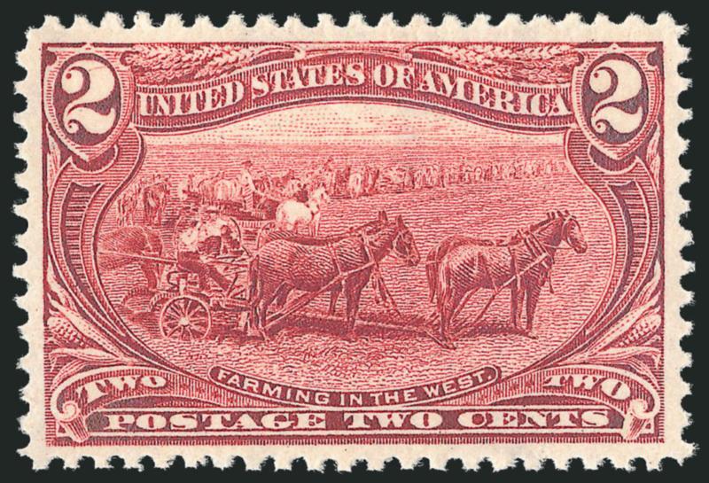 2c Trans-Mississippi (286).> Mint N.H., radiant color, gorgeous centering with wide and balanced margins, Extremely Fine Gem, with 2010 P.S.E. certificate (XF-Superb 95 SMQ $670.00)