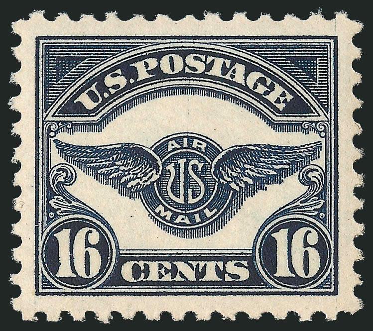 16c Dark Blue, 1923 Air Post (C5).> Mint N.H., deep rich color on bright paper, perfectly centered with wide margins, Extremely Fine Gem, with 2010 P.S.E. certificate (Superb 98 SMQ $1,200.00), only one has
graded higher to date
