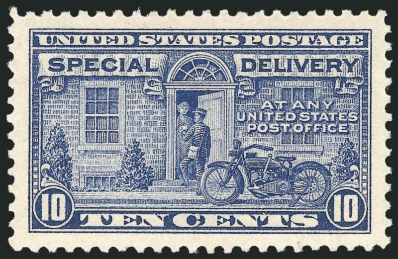 10c Deep Ultramarine, Special Delivery (E12a).> Mint N.H., fresh color and paper, perfectly centered with Jumbo margins, long and full perforations, Extremely Fine Gem, with 2010 P.S.E. certificate (Superb 98
Jumbo unpriced in SMQ above the grade of