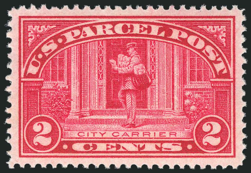 2c Parcel Post (Q2).> Mint N.H., Jumbo margins and perfect centering, brilliant color on bright paper, Extremely Fine Gem, a stunning stamp, with 2010 P.S.E. certificate (Superb 98 Jumbo unpriced in SMQ above
the grade of 98, SMQ $625.00 as 98), onl