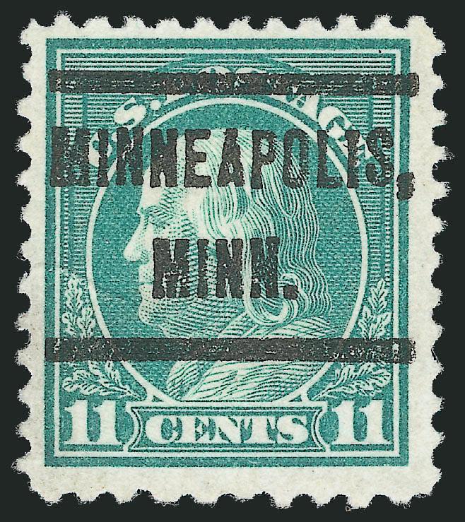 11c Light Green, Perf 10 at Bottom (511a).> Bright color on crisp paper, neat Minneapolis, Minn. precancel, natural paper wrinkle at left, small thin spot at top, Very Fine appearance