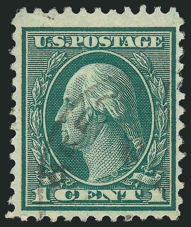 1c Green, Rotary Perf 11 (544).> Light circular datestamp, deep rich color, nice margins for this issue<><>^VERY FINE. A CHOICE LIGHTLY-CANCELLED EXAMPLE OF THE 1922 ONE-CENT ROTARY PERF 11, SCOTT
544.^<><>With 1987 P.F. certificate