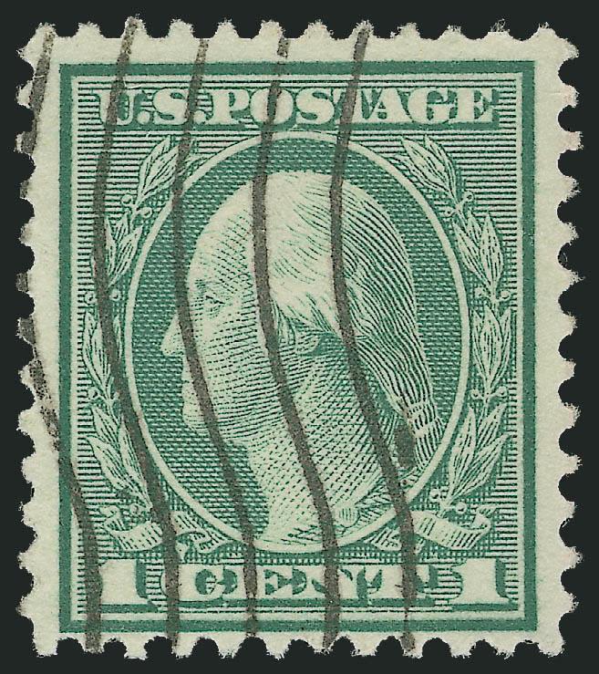 1c Green, Rotary Perf 11 (544).> Neat wavy-line machine cancel, wide margins, fresh and bright color<><>^VERY FINE AND CHOICE EXAMPLE OF THIS RARITY WITH A POSTAL CANCEL.^<><>With 1993 and 2005 P.F.
certificates