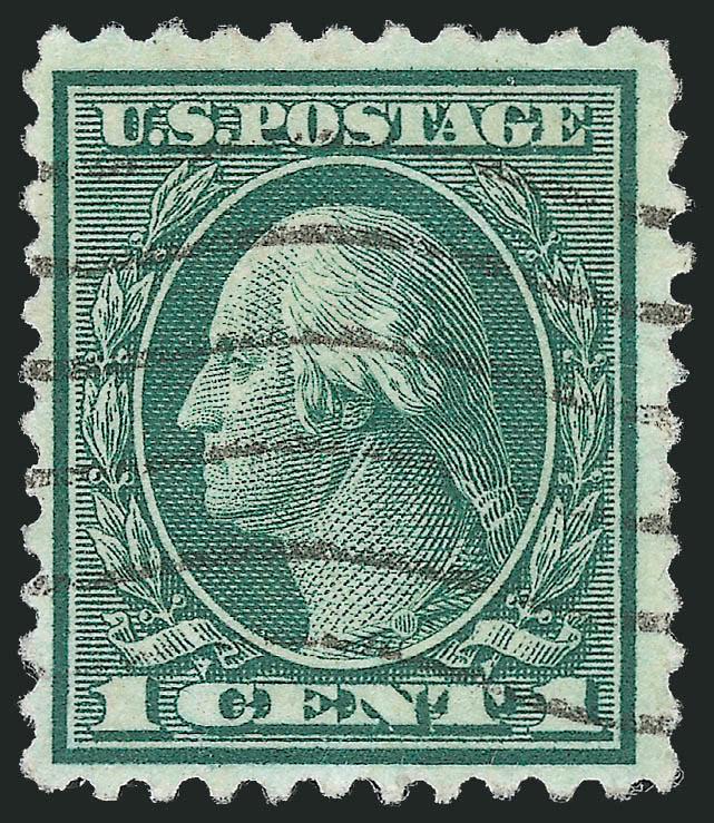 1c Green, Rotary Perf 11 (544).> Wide margins and choice centering for this difficult rotary sheet waste issue, neat wavy-line machine cancel, rich color, light vertical crease<><>^VERY FINE AND CHOICE
APPERANCE. AN ATTRACTIVE WIDE-MARGINED EXAMPLE