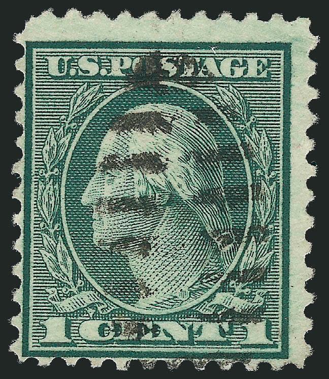1c Green, Rotary Perf 11 (544).> Rich color, wide margins to just clear, neat strike of duplex cancel, Fine, an attractive sound example of this rotary sheet waste rarity, with 2000 P.S.E. certificate