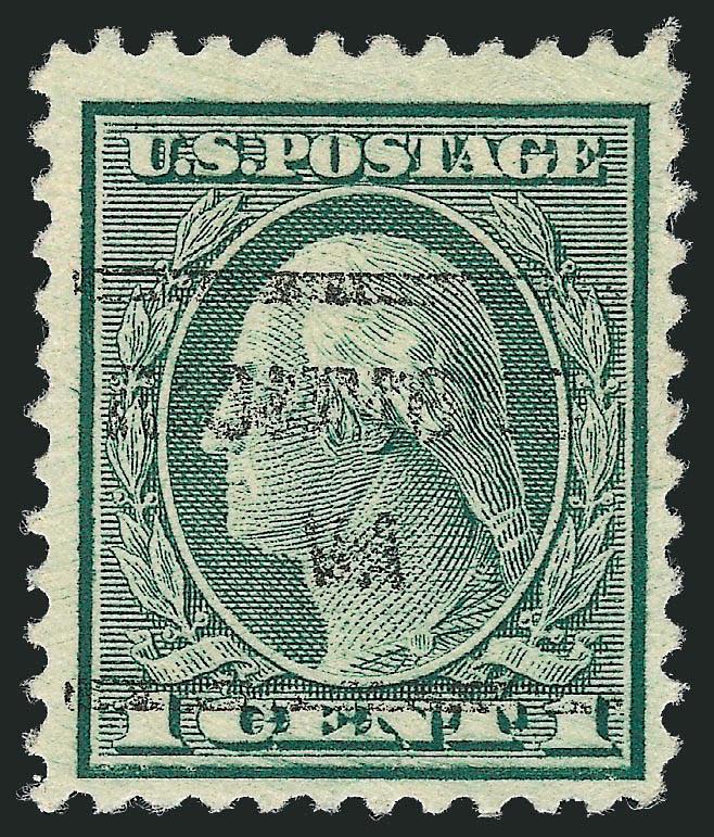 1c Green, Rotary Perf 11 (544).> Bright shade, wide margins on crisp paper, light Virginia precancel<><>^VERY FINE. A FRESH AND CHOICE EXAMPLE OF THE ONE-CENT PERF 11 ROTARY WASTE ISSUE, SCOTT 544.^<><>With
1993 P.F. certificate