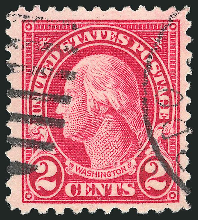 2c Carmine, Perf 10 at Bottom (554d).> Transitional perfs with a few at bottom right gauging Perf 11 and the remainder at bottom gauging Perf 10, choice wide margins, bright color, oval grid and duplex
circular datestamp<><>^FRESH AND VERY FINE. A