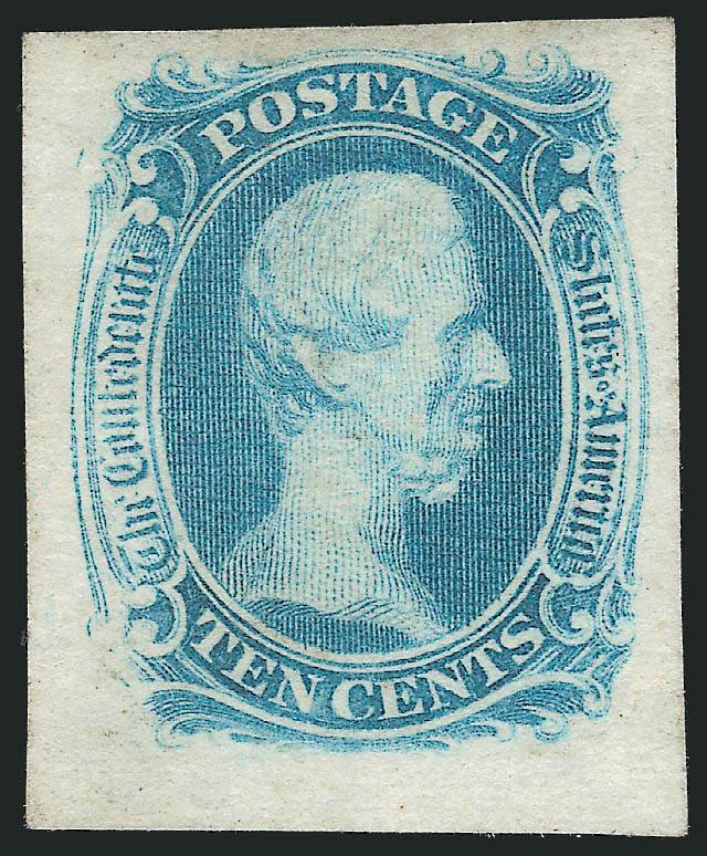 10c Blue, TEN (9).> Unused (no gum), large to huge margins, Extremely Fine, with 1987 P.F. certificate
