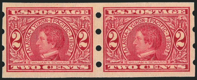 2c Alaska-Yukon, Imperforate, Brinkerhoff Ty. I Private Vending Machine Perforations (371).> Pair, lightly hinged, Extremely Fine, signed Sidney D. Harris