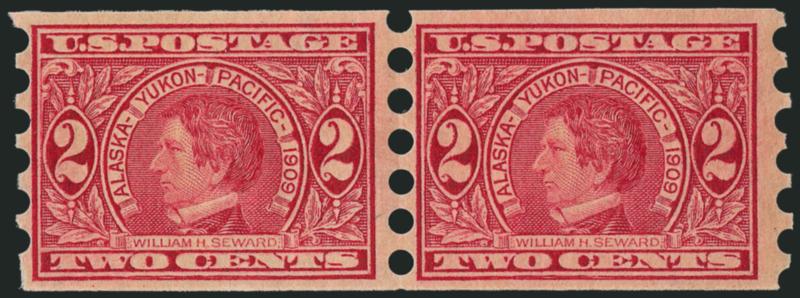2c Alaska-Yukon, Imperforate, Mailometer Ty. II Private Vending Machine Perforations (371).> Pair, lightly hinged, Very Fine, with 1988 P.S.E. certificate