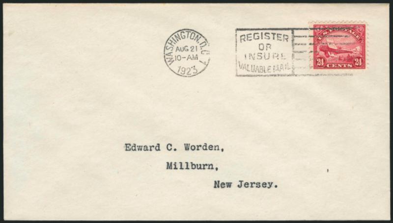 8c-24c 1923 Air Post (C4-C6).> Complete set of Worden <First Day Covers,> all with appropriate Washington D.C. slogan machine cancels, Fine-Very Fine, exceptionally nice for these