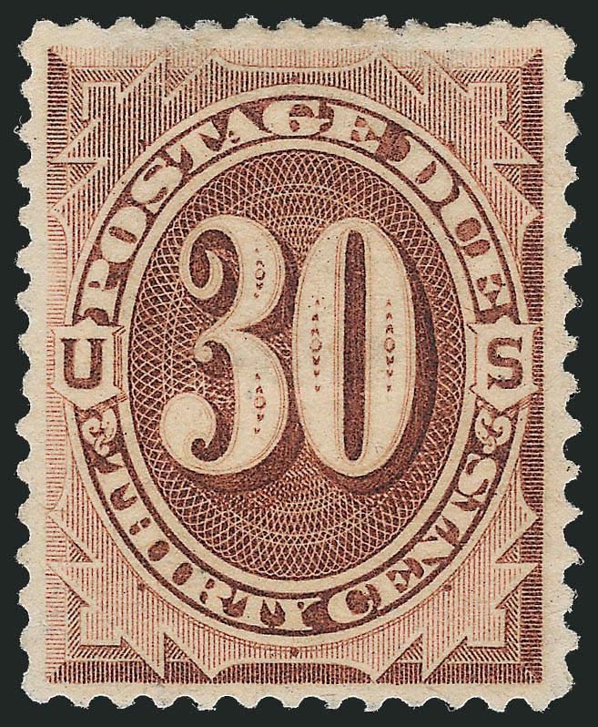 30c Deep Brown, Special Printing (J13).> Original gum, radiant color and detailed impression<><>^VERY FINE EXAMPLE OF THE 30-CENT POSTAGE DUE SPECIAL PRINTING.^<><>It has been estimated that no more than 179
examples of the 30c Postage Due Specia