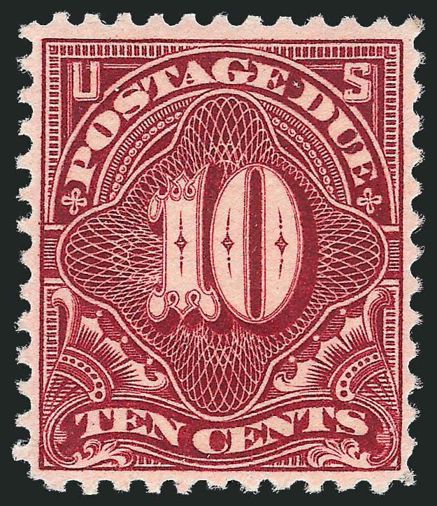 10c Deep Claret (J35).> Mint N.H., beautifully centered on crisp paper, deep rich color, Very Fine and choice