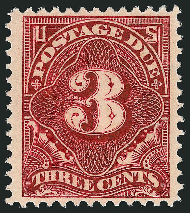 3c Deep Claret (J47).> Mint N.H., incredibly well-centered with wide side margins, tiny natural gum inclusion, fresh and Extremely Fine, with 1985 P.F. certificate that does not mention the inclusion