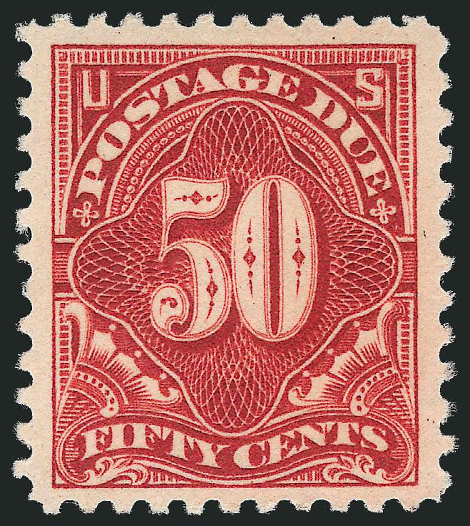 50c Carmine Rose (J67).> Mint N.H., lovely margins and centering, rich color on bright paper, Very Fine and choice, with 1989 P.F. certificate