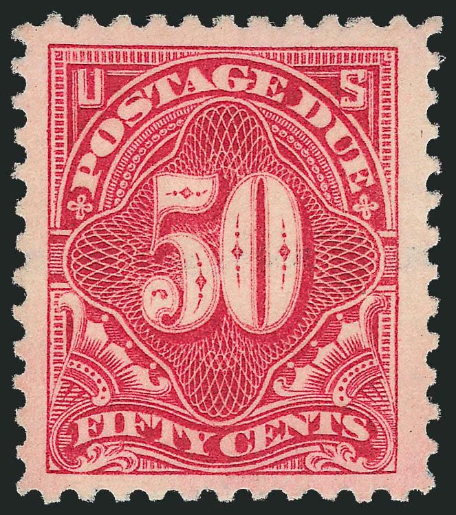 50c Rose Red (J67a).> Mint N.H., bright color, huge margins, fresh and Extremely Fine example of this shade, ex Scarsdale, with 1997 P.F. certificate