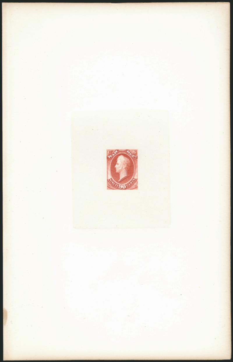 1c-90c War, Large Die Proofs (O83P1-O93P1).> Complete set on large gilt-edge cards from a presentation book, Very Fine