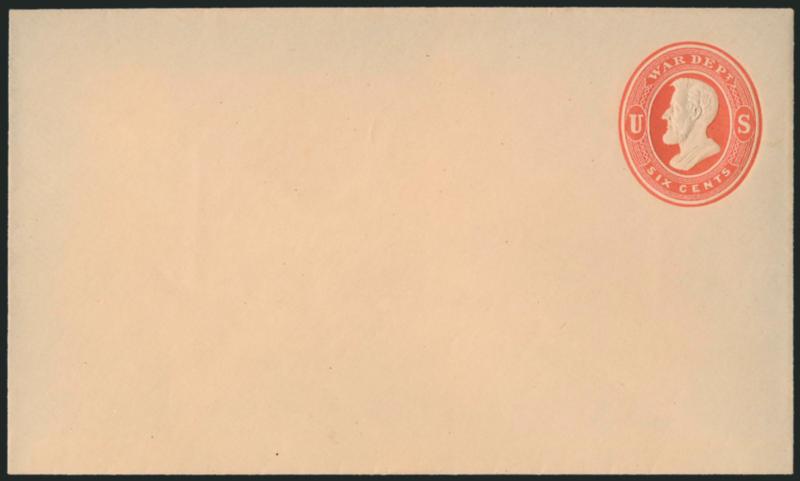 6c Red on Cream, Entire (UO58).> Unused, marvelously fresh, Extremely Fine, ex Barkhausen, Ainsworth