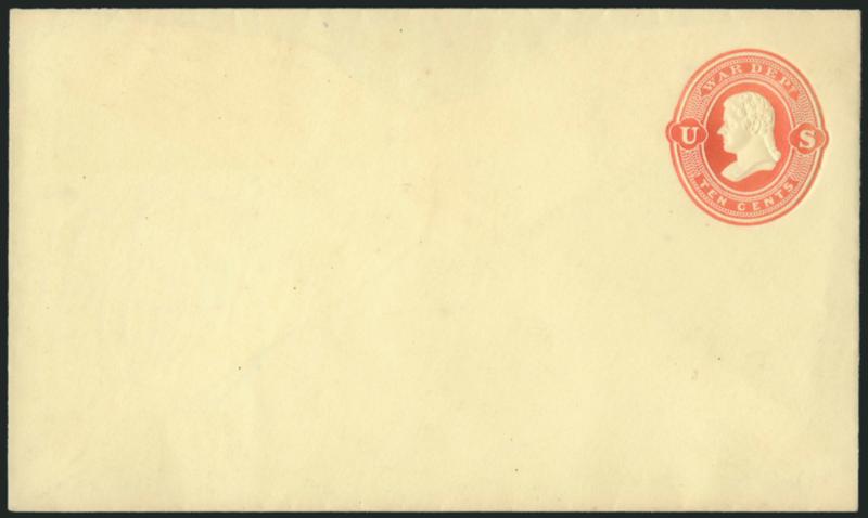 10c Red on Amber, Entire (UO60).> Unused, watermark 2, size 3, knife 41, Very Fine, ex Stone