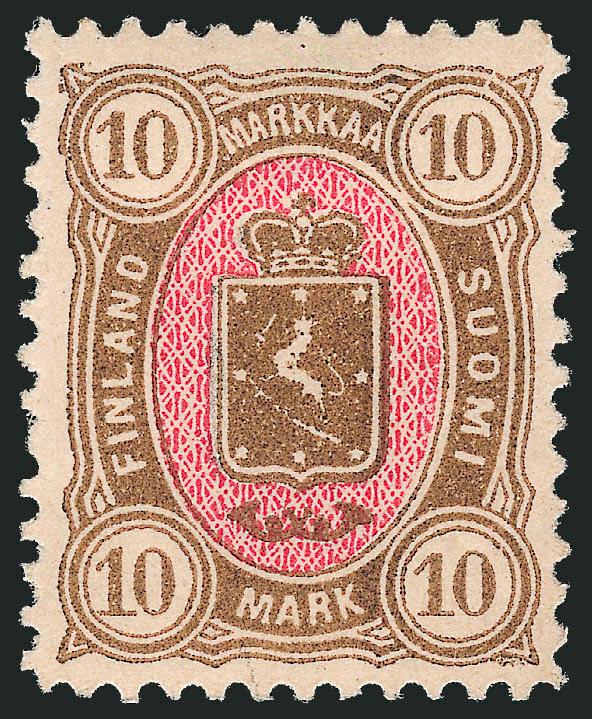 FINLAND, 10m Brown and Rose (37).>Original gum, minor h.r., fresh colors, well-centered and Extremely Fine